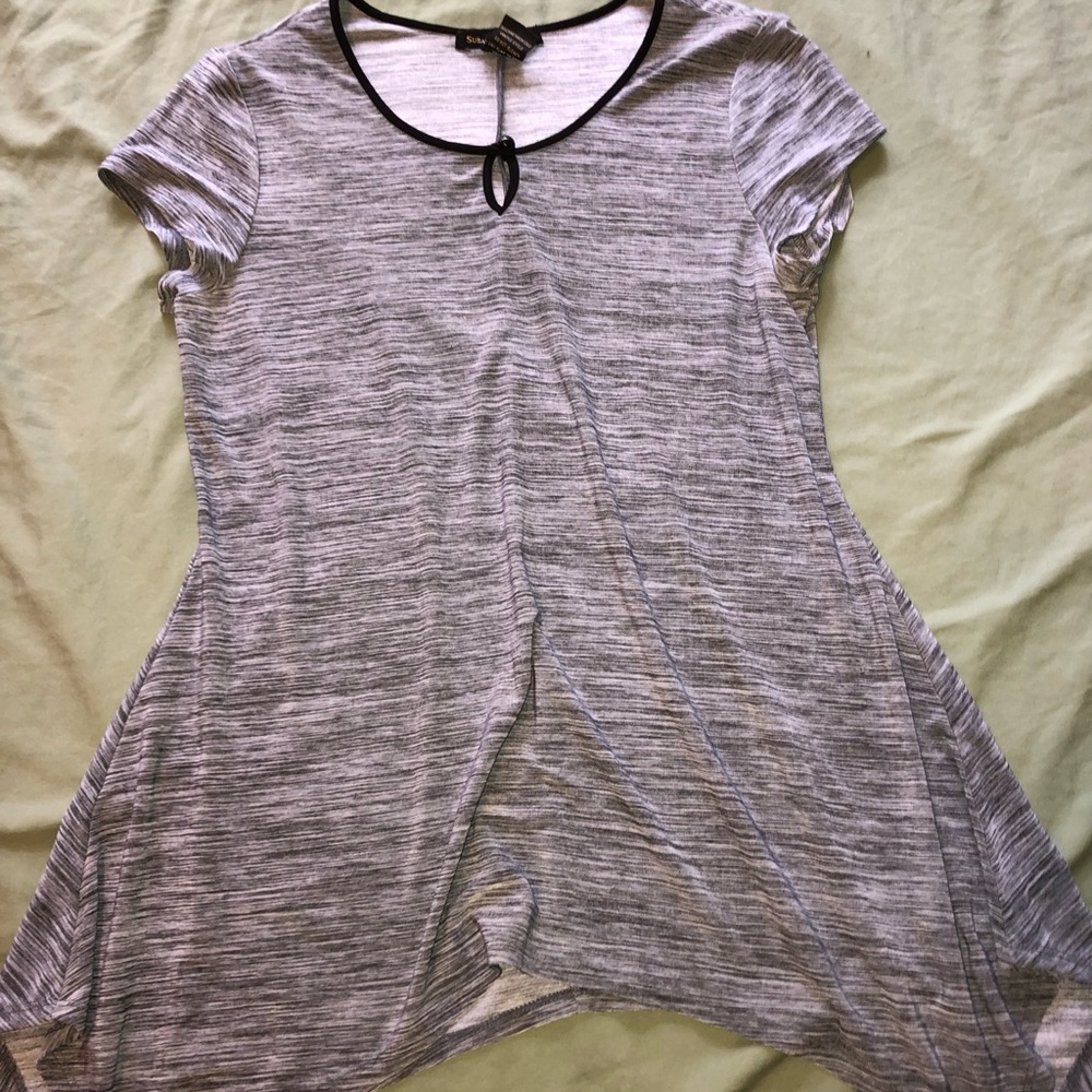 Grey Asymmetric Hem Button Detail Blouse Size S